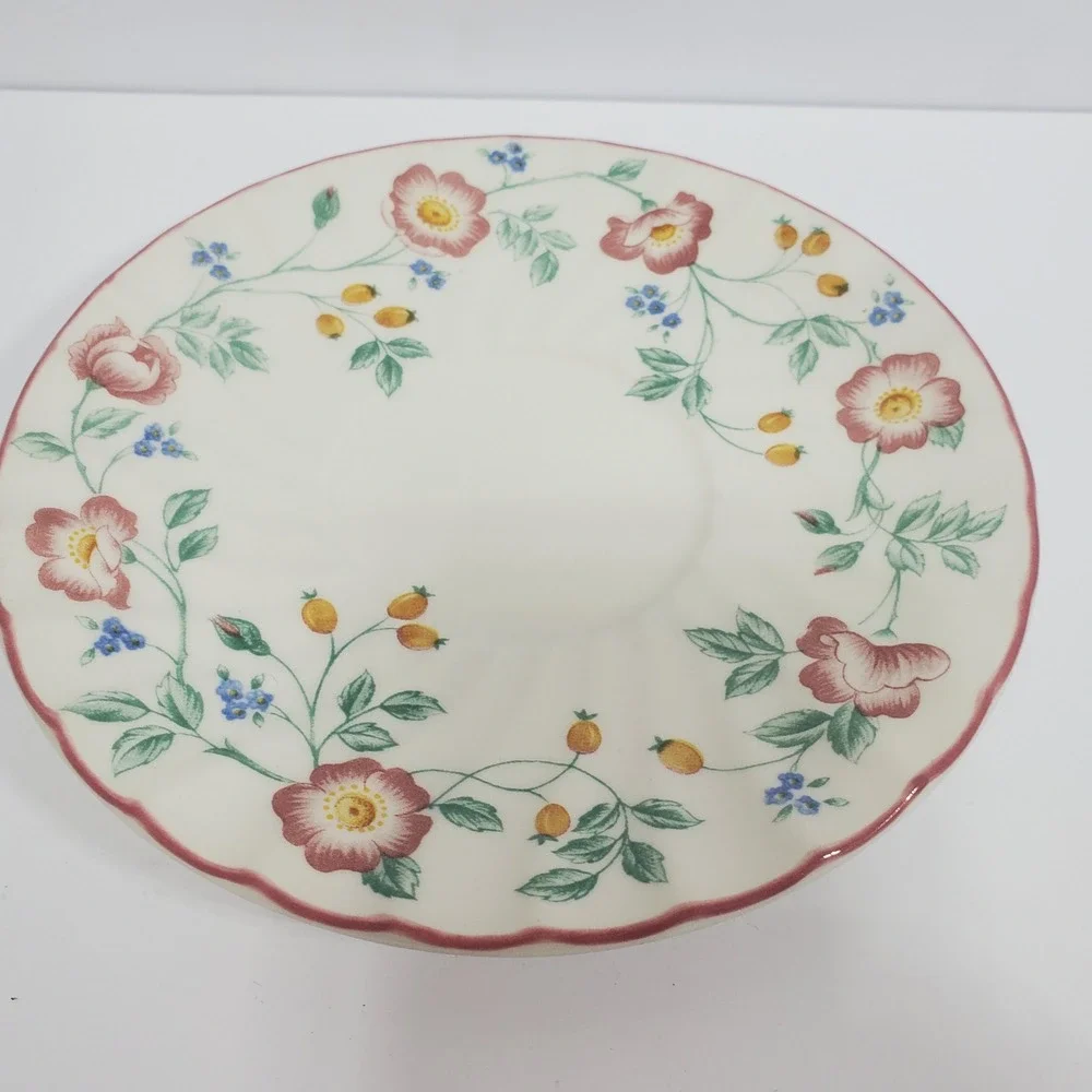 Churchill Soup Cup and Saucer Set Floral Cream Ceramic Excellent Made in England